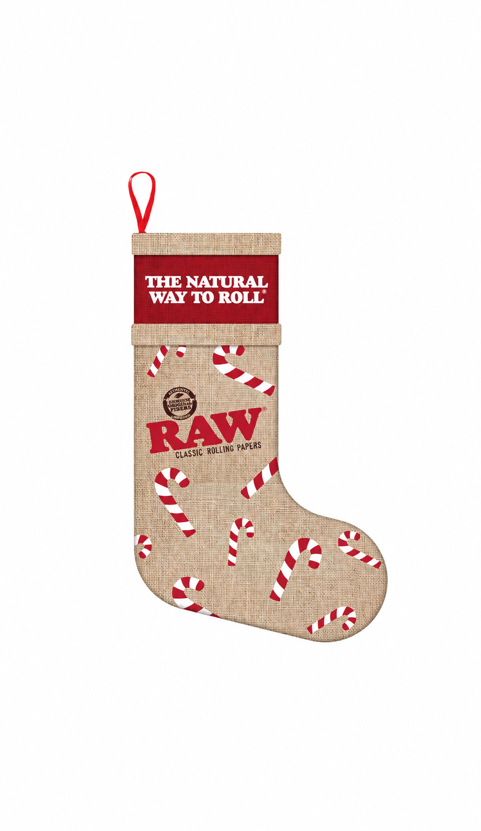 Raw Candy Cane Christmas Stocking