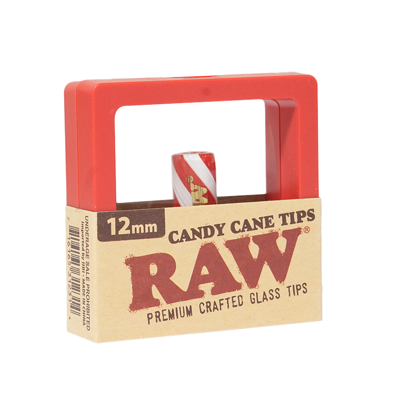 Raw Whirlwind Glass Tips Candy Cane 10MM Red & White