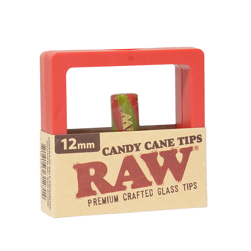 Raw Whirlwind Glass Tips Candy Cane 10MM Red & Green