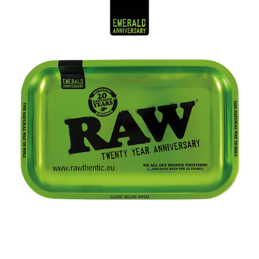 Raw Emerald Green 20th anniversary Rolling Tray Medium