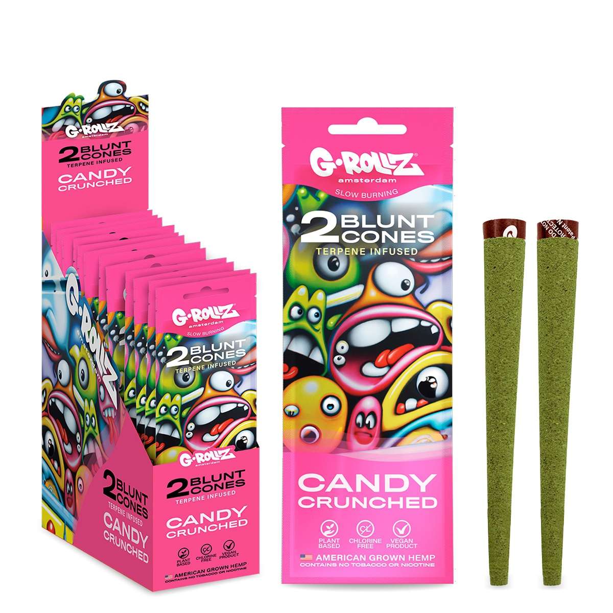 G-Rollz Terpene Infused Candy Crushed Pre Rolled Hemp Cones 2 Pack