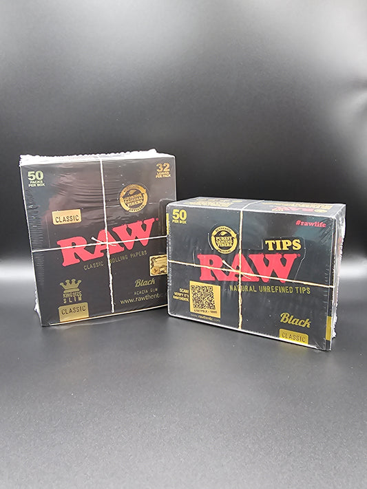 Raw Black King Size Slim + Tips Combo Deal