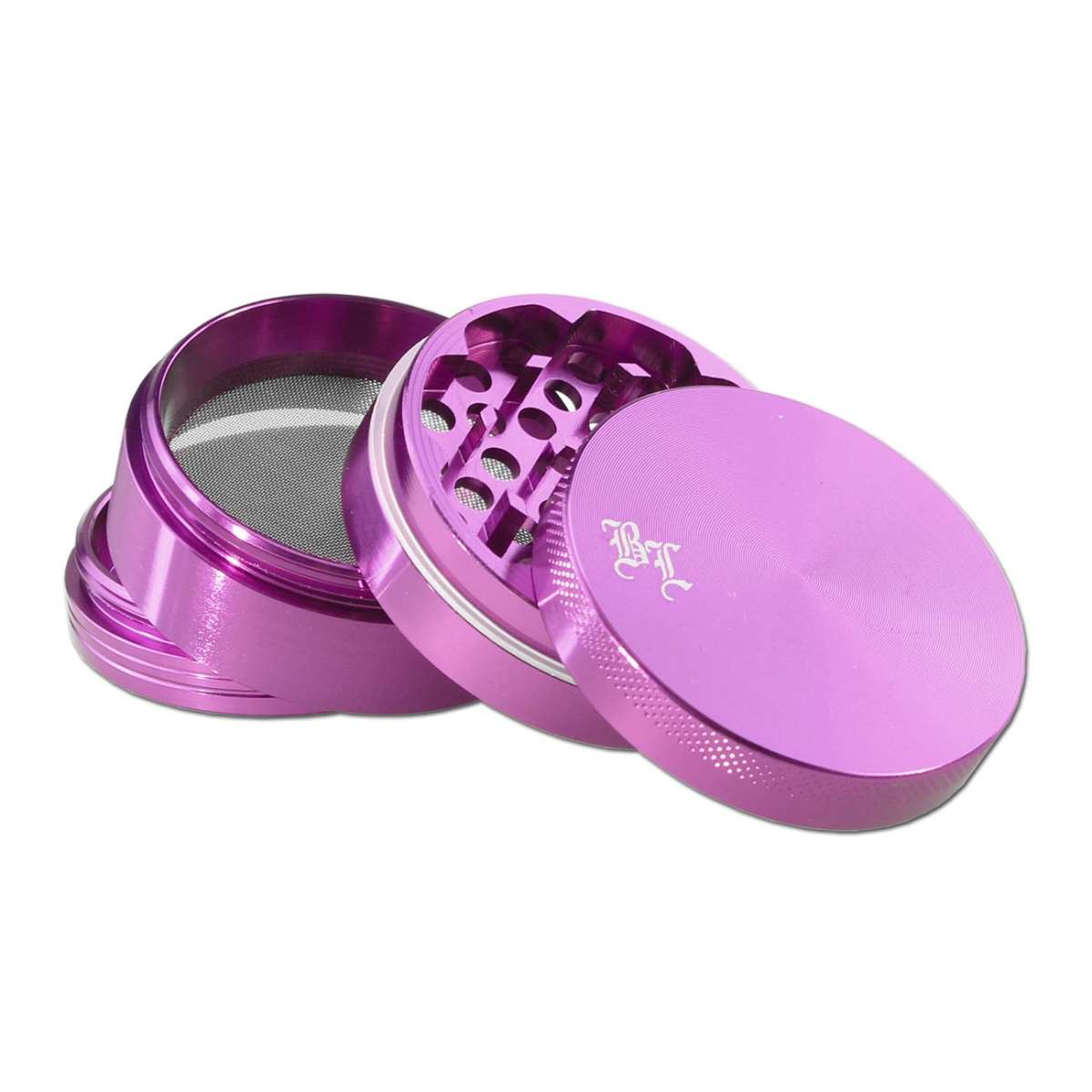 Premium Aluminium Grinder 4-part Black Leaf 55mm Violet