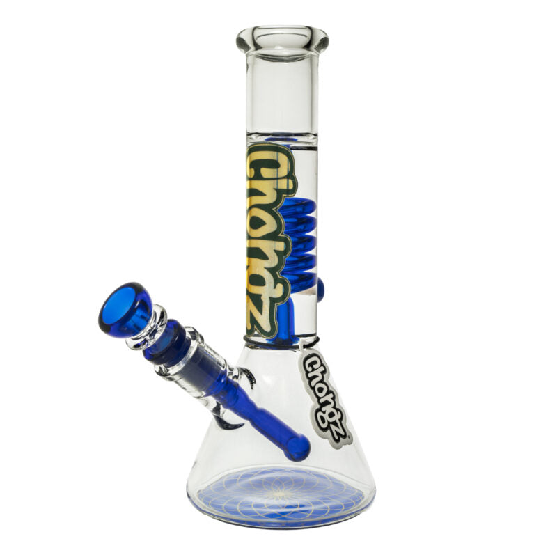 Chongz Glass 24.5cm “Bobby Ball” Glycerine Liquid Filled with Blue Accents