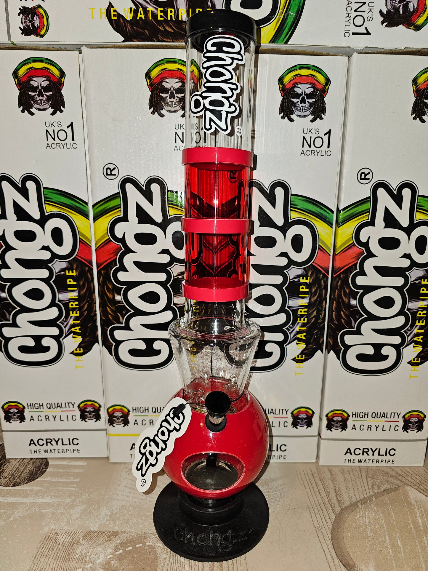 Chongz Cathy's Clown 40cm Acrylic Bong Red / Pink