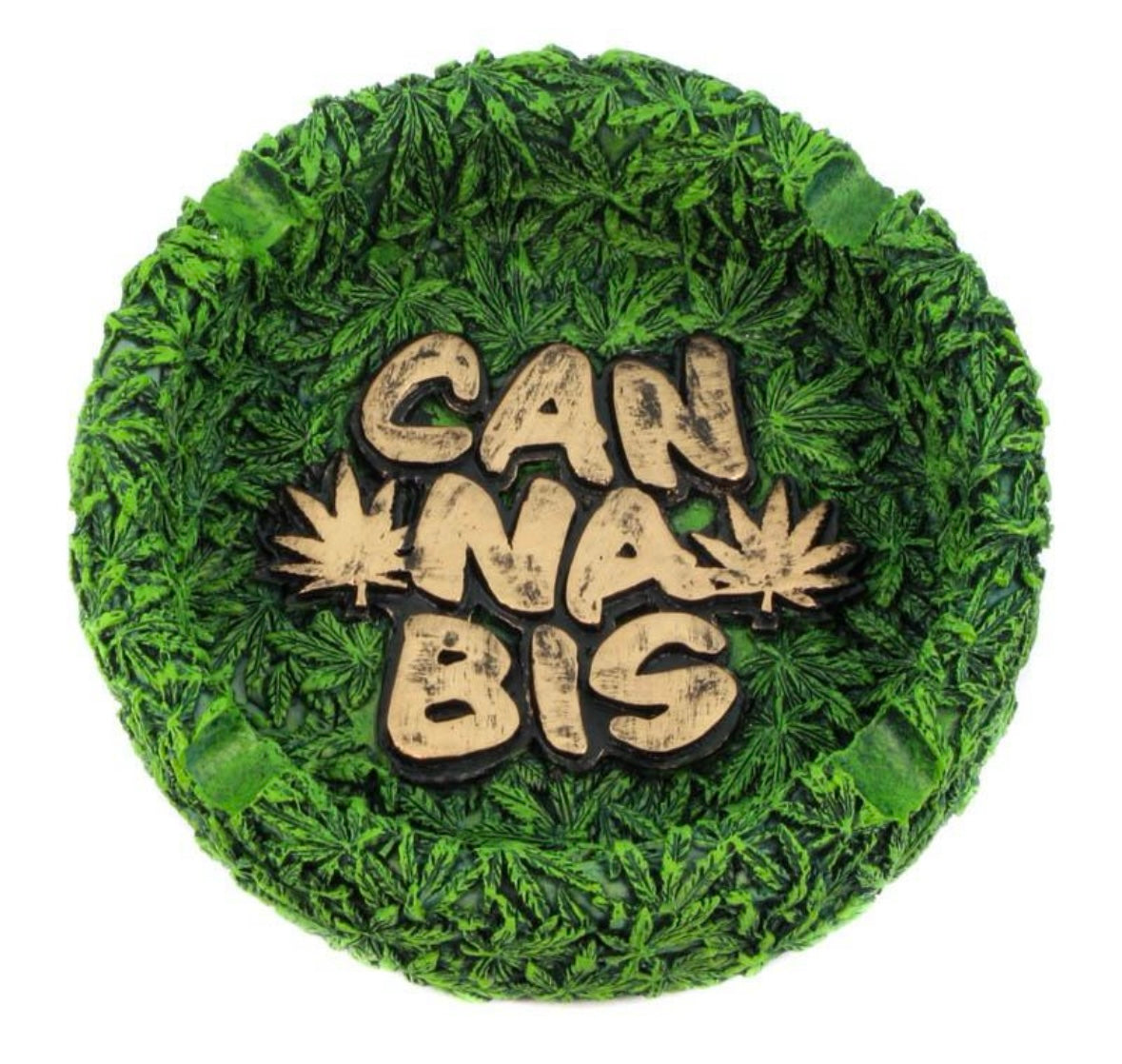 Amsterdam Resin Canabis Round Green Ashtray