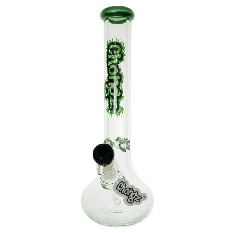 Chongz Glass 40cm “Plug” 9mm Beaker Glass Ice Bong with Green accents
