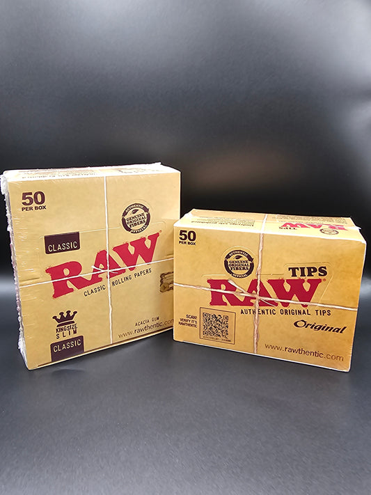 Raw Classic King Size Slim Papers +  Tips Combo Deal