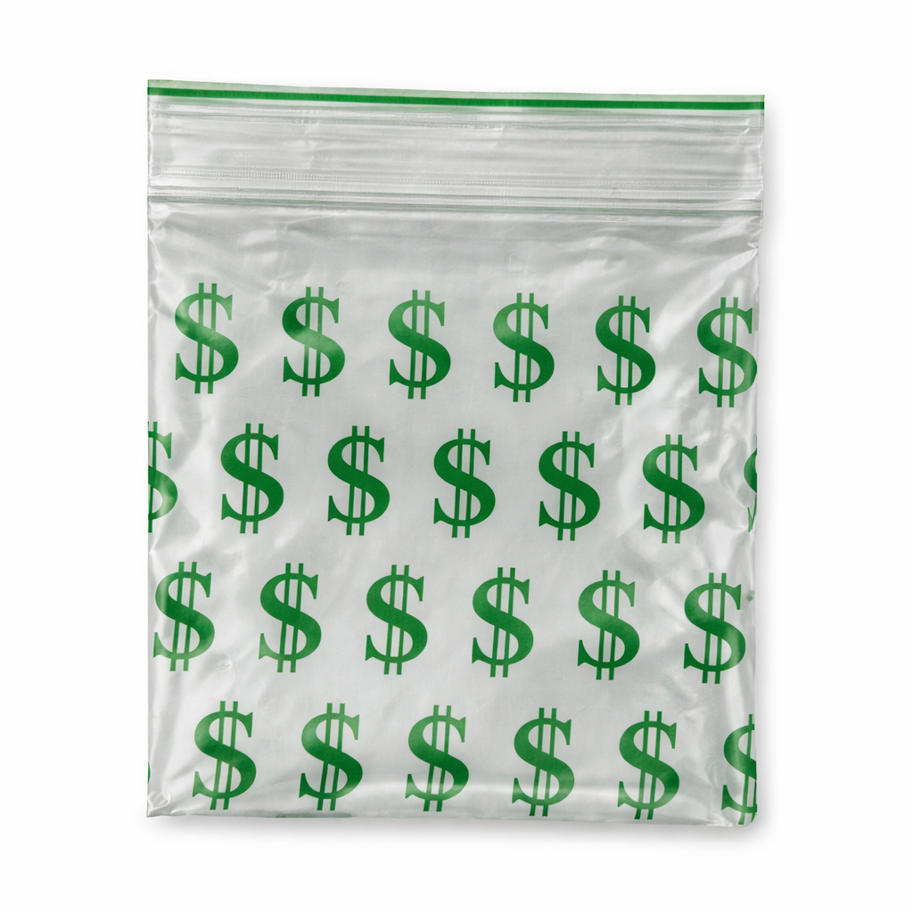 4cm x 4cm Dollars Zippy Bags