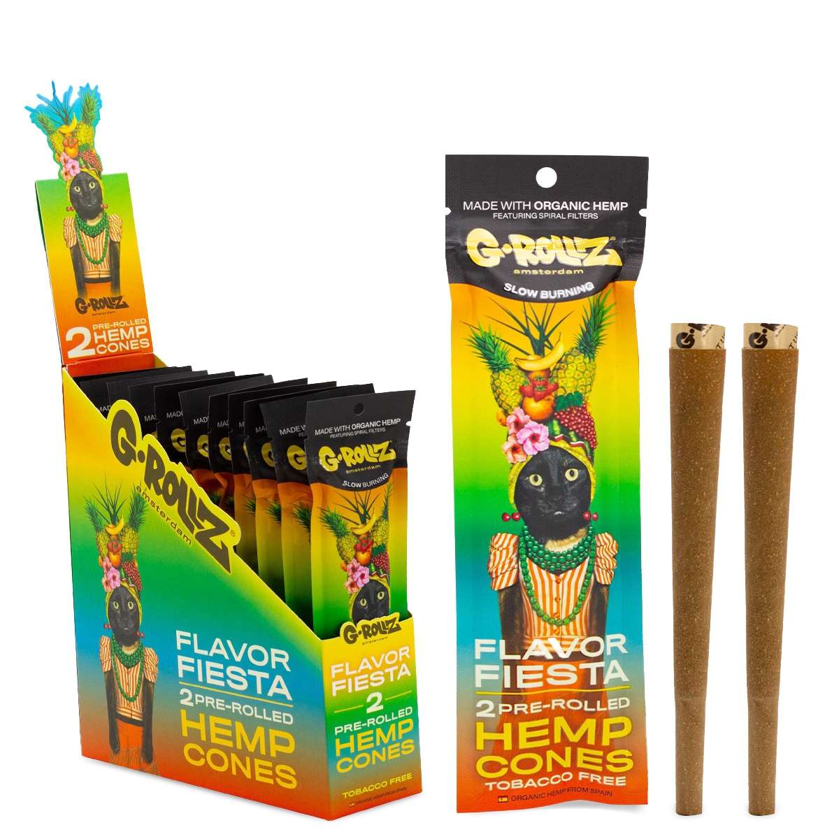 G-Rollz Terpene Infused Flavour Fiesta Pre Rolled Hemp Cones 2 Pack