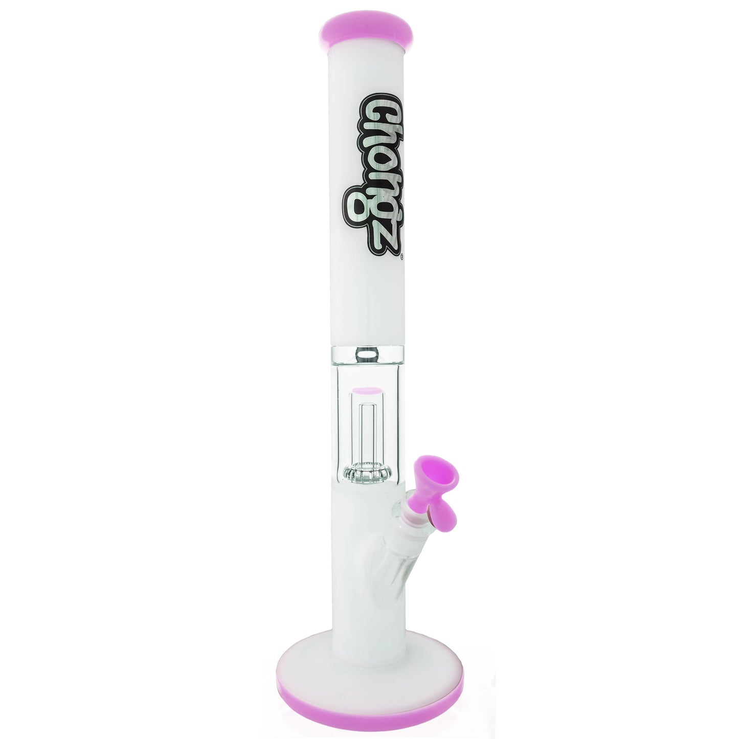 Chongz Glass 45cm “Great White” Percolator Ice Bong with Milk Pink Accents