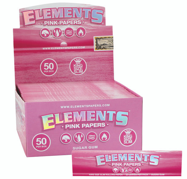 Elements Pink King Size Slim Rolling Papers