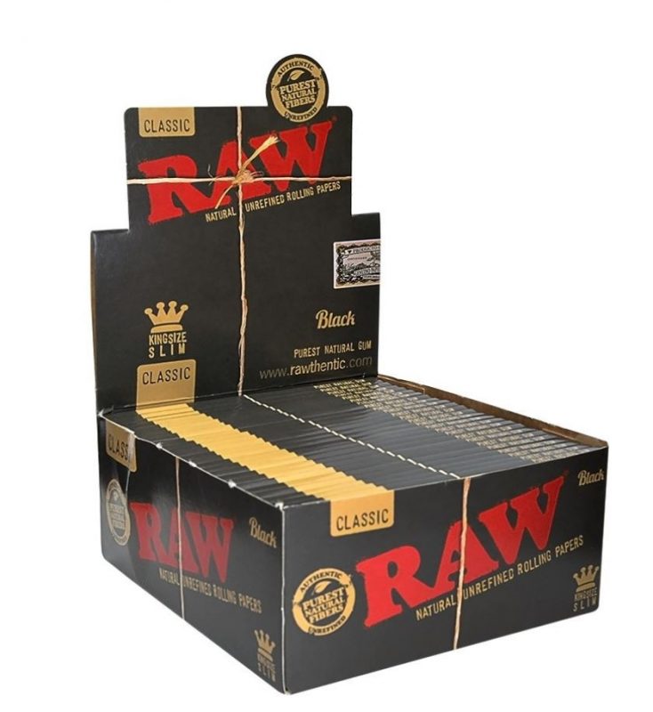 RAW Black Kingsize are designed for the highest end smokers who prefer a longer smoke. This unique artisan paper is produced in the Benimarfull region of Spain where the dry Valencian winds make humidity optimally low. RAW paper is made from natural plants with zero burn additives.  RAW Black is so thin that it allows you to truly taste your terps! RAW Black was created for a new generation as the next level of top shelf smoking materials. It’s like a Ferrari, it only runs on premium gas!