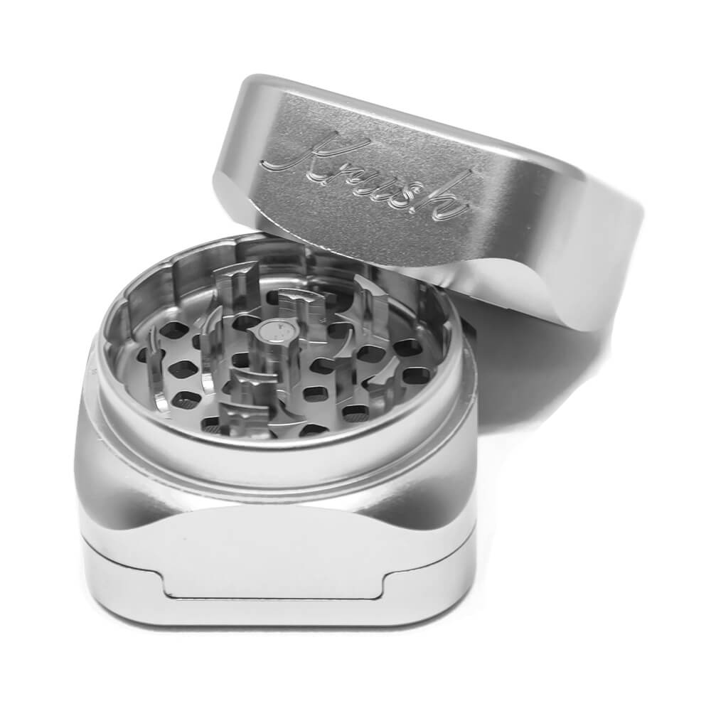 Krush Kube 3.0 Steel Grey Aluminium Grinder 3 Parts – 55mm
