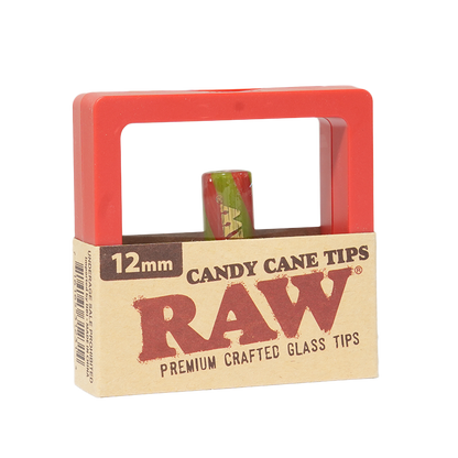 Raw Whirlwind Glass Tips Candy Cane 10MM Red & Green