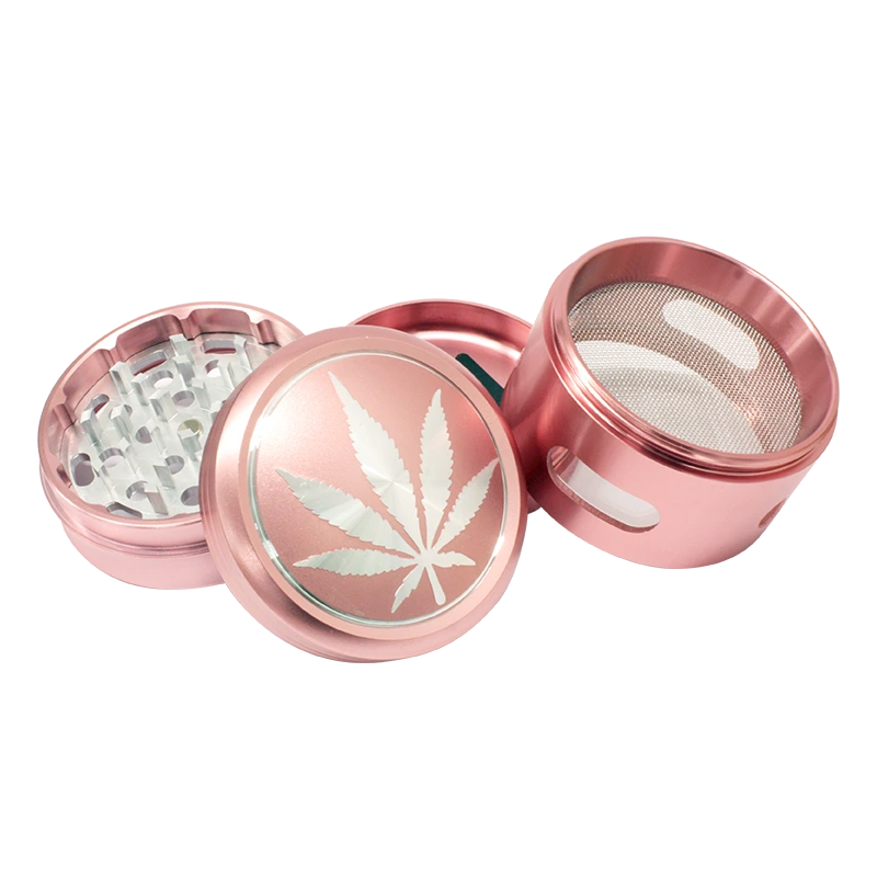 4 Part Grinder 63mm – Rose Gold – Leaf