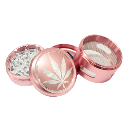 4 Part Grinder 63mm – Rose Gold – Leaf