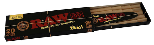 Raw Black Prerolled King Size Cones 20 Pack