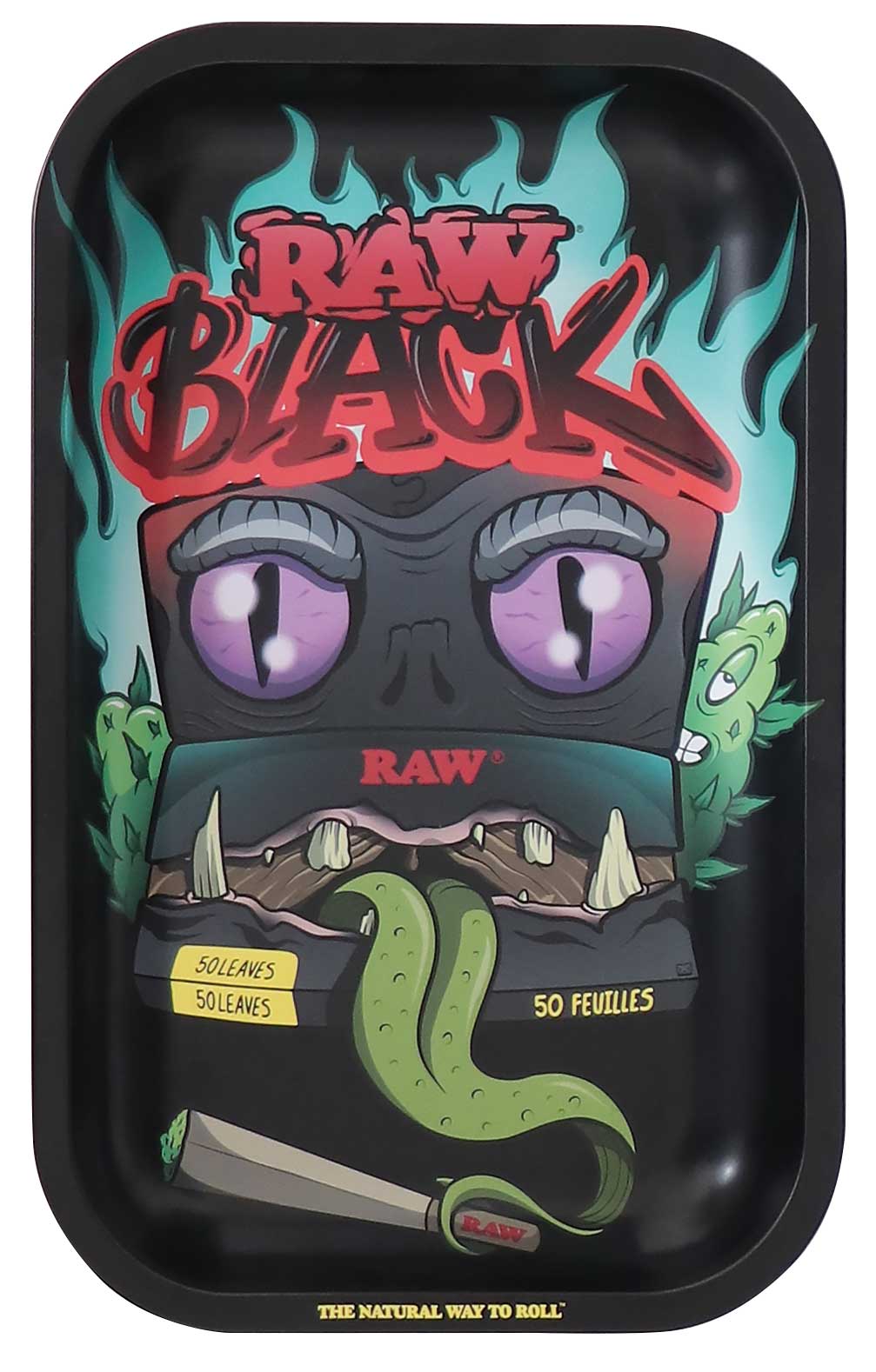 Raw Black Metal Rolling Tray Monster