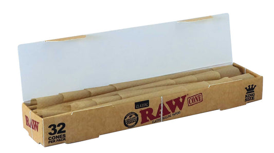 Raw Classic King Size Prerolled Cones 32 Pack