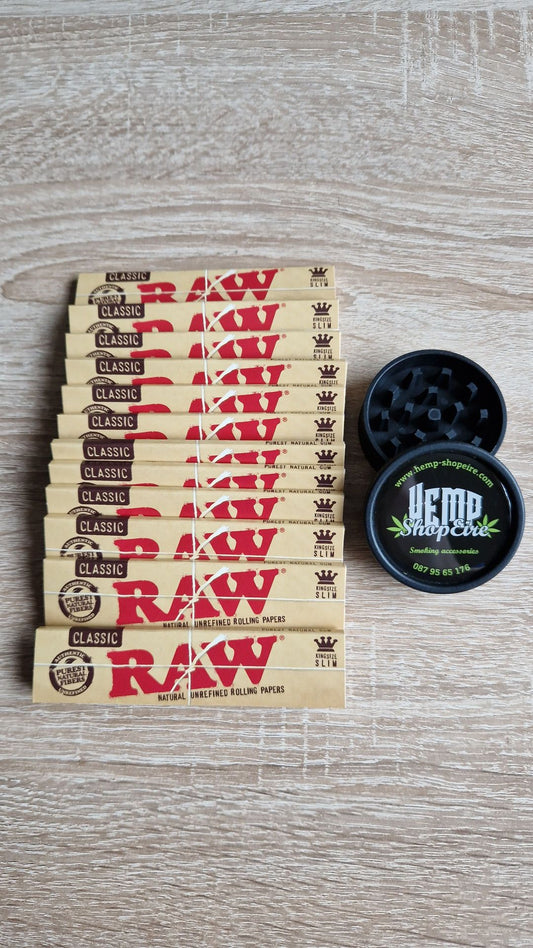 Raw Classic King Size Slim Rolling Paper Set