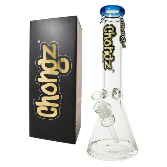 Chongz 35cm 7mm Thick Glass “Heavy Man” Blue Accent Glass Waterpipe