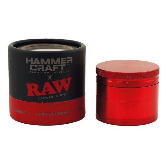 Raw Hammer Craft Medium Aluminium Grinder Red 4 Parts – 55mm