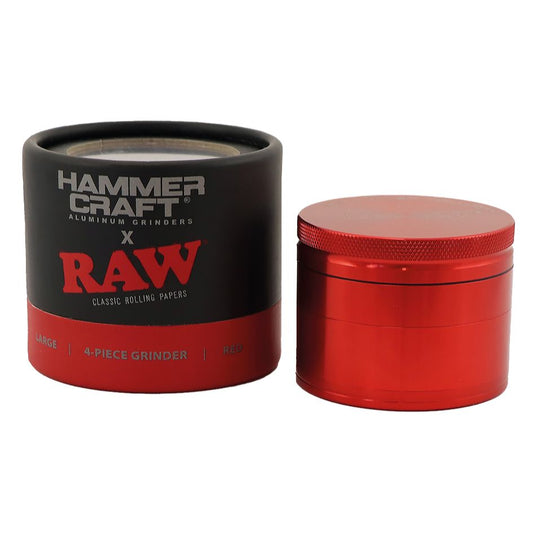 Raw Hammer Craft Large Aluminium Grinder Red 4 Parts – 60mm