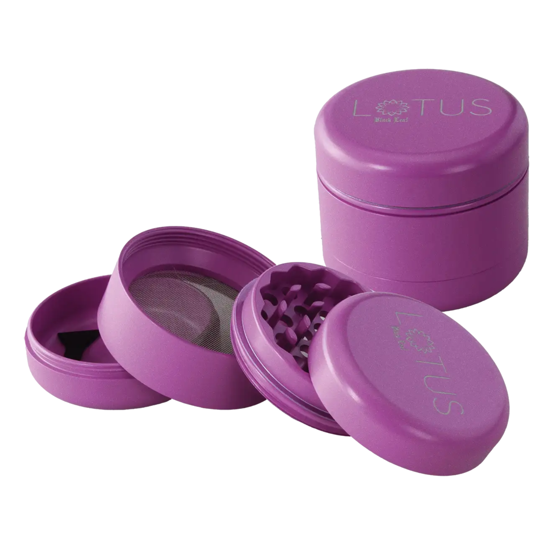 Black Leaf Lotus Grinder 4-part ceramic Coat 55mm Purple