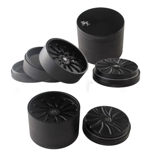 Black Leaf Masher Aluminium Grinder 4-part 63mm Black