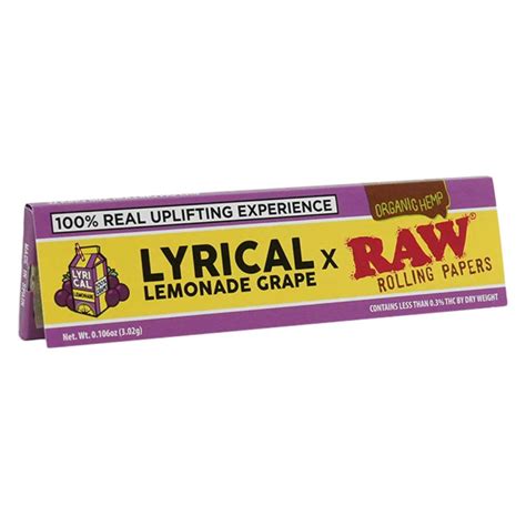 USA Exclusive Raw Lyrical Grape Lemonade Flavor Rolling Papers – King Size Wide