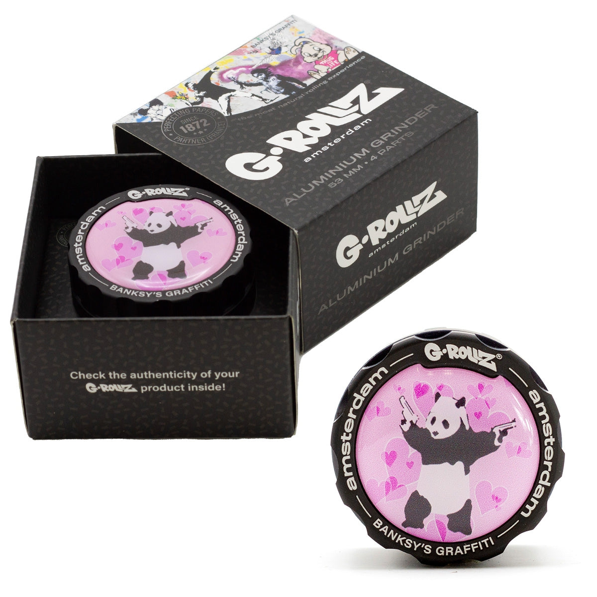 G-Rollz Banksy Graffiti 'Panda Gunnin' 4part Grinder - 53mm