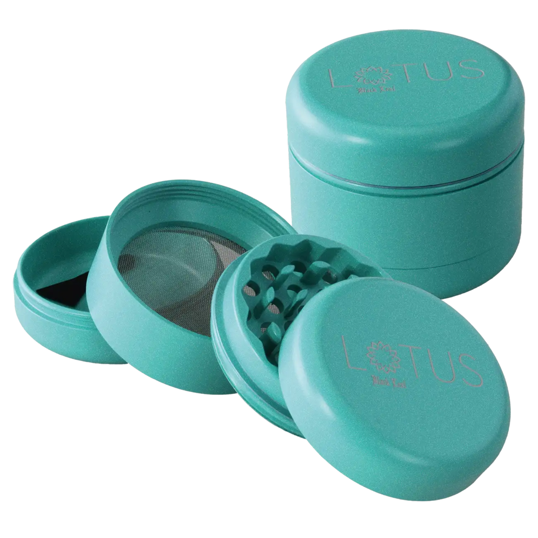Black Leaf Lotus Grinder 4-part ceramic Coat 55mm Turquoise