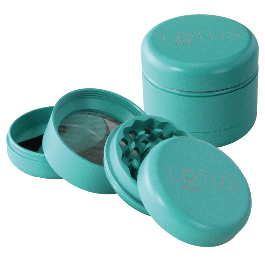 Black Leaf Lotus Grinder 4-part ceramic Coat 55mm Turquoise