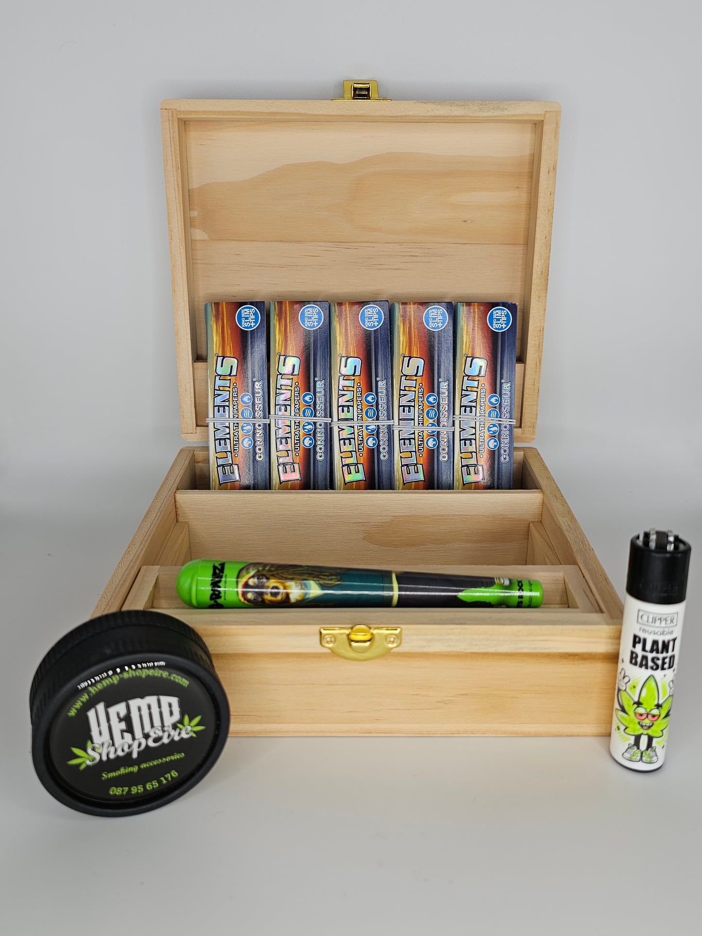 Elements Rolling Box Combo + Biodegradable Hemp-shopeire Grinder