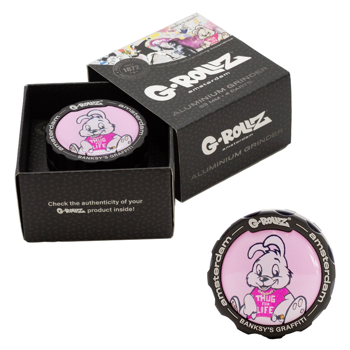 G-Rollz Banksy Graffiti 'Thug For Life' 4part Grinder - 53mm