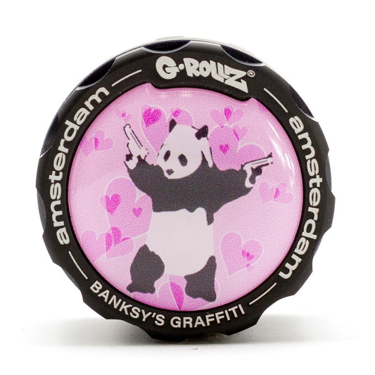 G-Rollz Banksy Graffiti 'Panda Gunnin' 4part Grinder - 53mm
