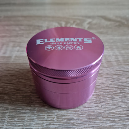 Pink Elements Grinder 62mm 4 Piece stainless steel grinder with crystal catcher & diamond teeth for a fluffy grind 