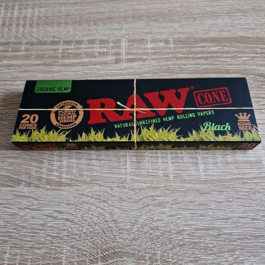 RAW Black Organic Hemp Pre Rolled Cones 20 Pack