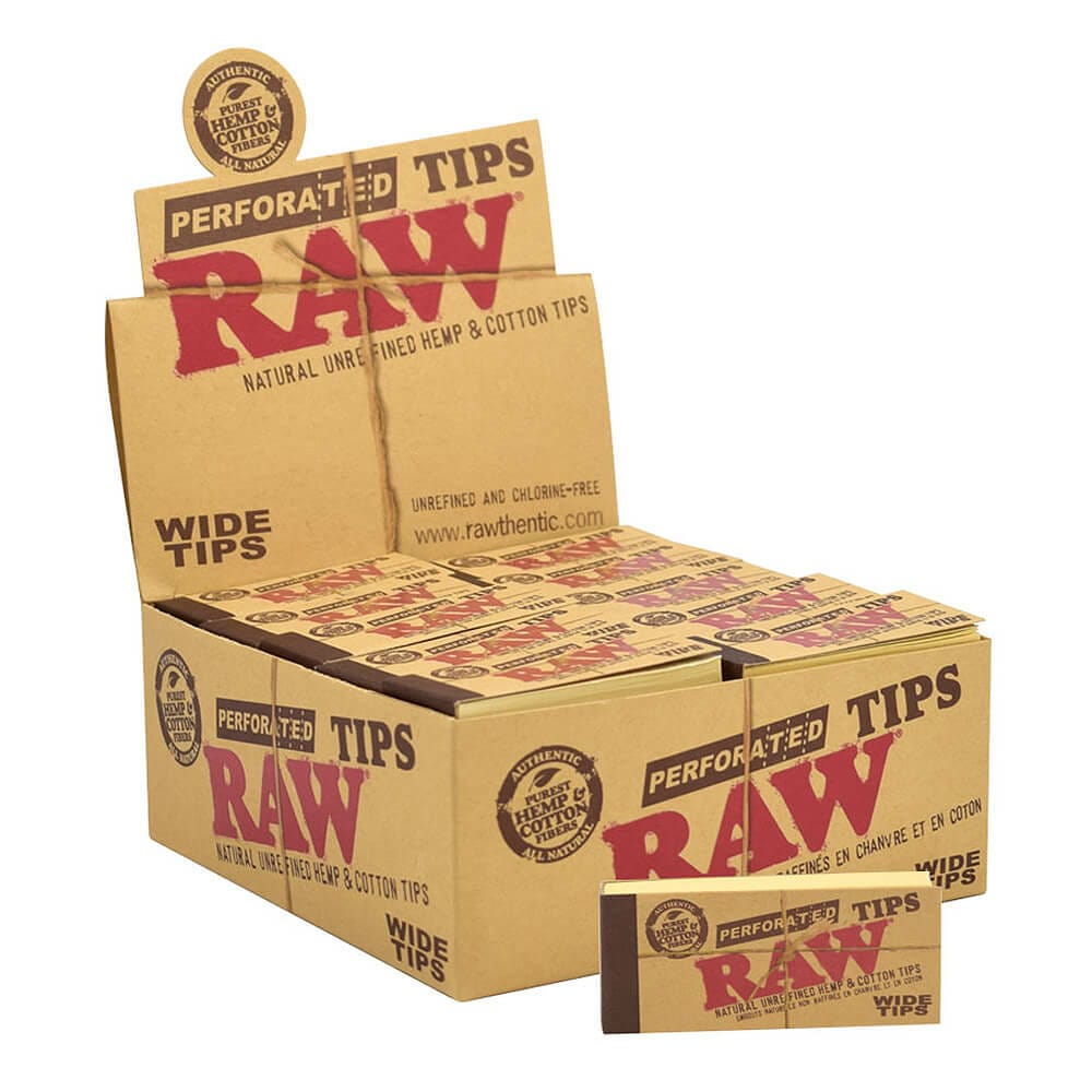 RAW Perforated Wide Tips were created to get the burning ember further away from our faces. The thing with tips is that everyone rolls differently and has different preferences. These tips are made from our soft fiber paper and pressed for easy smooth rolling. They’re really RAWesome!