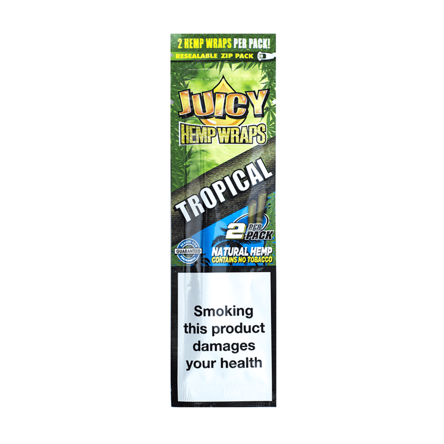 Juicy Hemp Wraps 'Tropical' 2 per pack, all natural hemp and resealable. Tobacco free 