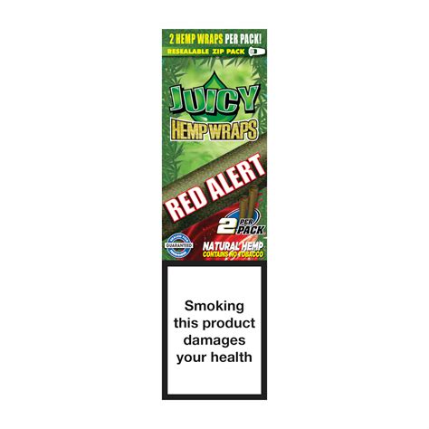 Juicy Hemp Wraps 'Red Alert' 2 per pack, all natural hemp and resealable. Tobacco free 