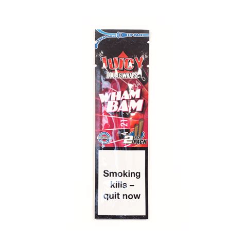 Juicy Hemp Wraps 'Wham Bam' 2 per pack, all natural hemp and resealable. Tobacco free 