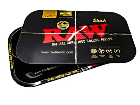 RAW rolling papers metal tray with magnetic lid | Black | Size 27.5cm x 34cm